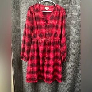Chic Red Plaid Button-Up Dress